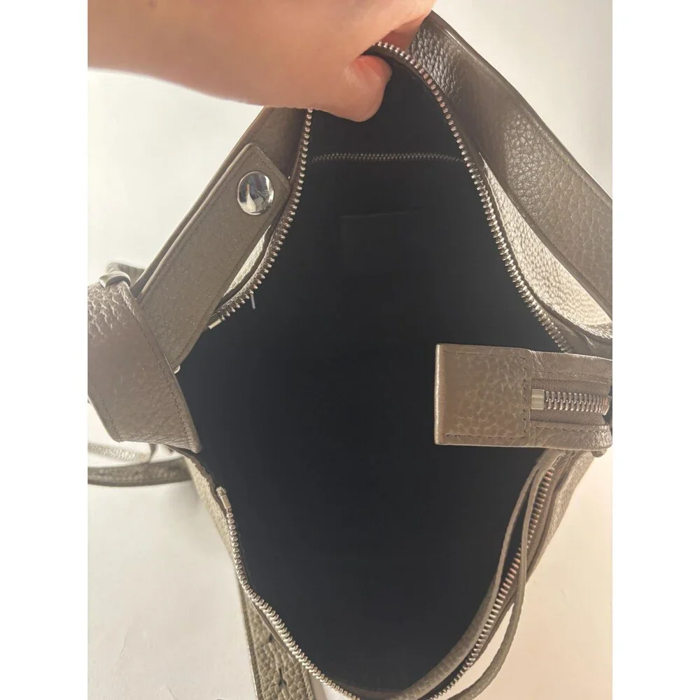 ALLSAINTS Kita Gray Pebbled Leather Slouchy Convertible Backpack